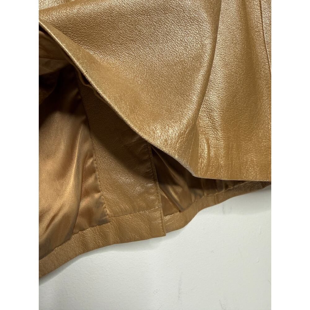 Metallic Gold Leather Coat|Vintage Tailored Statement Jacket Y2K - Picture 10 of 10